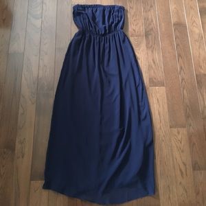 Navy strapless dress, size medium